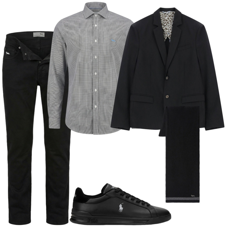 Outfit uomo - Elegante ma non troppo. Stile Trendy per Serata speciale. Abbinamento con camicie, pantaloni, sciarpe, giacche, sneakers.