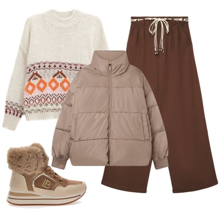 Outfit donna - Total look #2353960. Stile Basic per Tutti i giorni. Abbinamento con bomber, pantaloni, maglieria, sneakers alte.