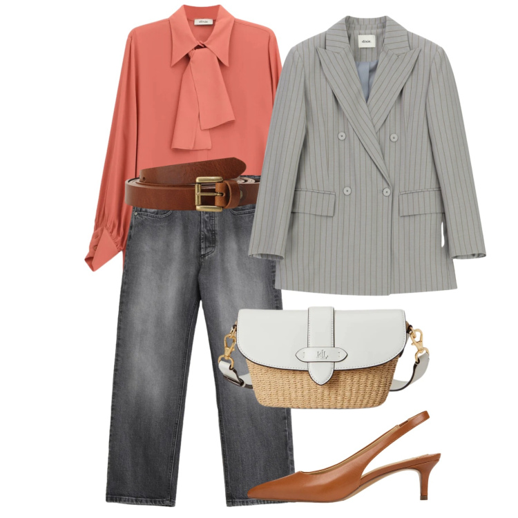 Outfit donna - Il blazer leggero. Stile Chic per Ufficio. Abbinamento con camicie, blazer, cinture, jeans, décolleté, borse a spalla.