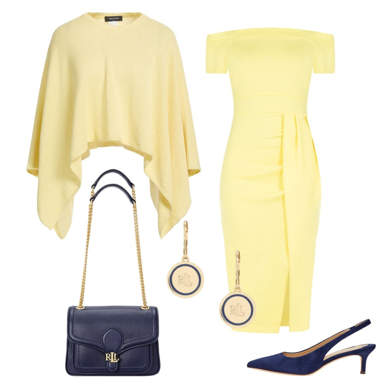 Outfit donna - Total look #2353974. Stile Chic per Serata fuori. Abbinamento con cappotti, vestiti asimmetrici, décolleté, borse a spalla, orecchini.