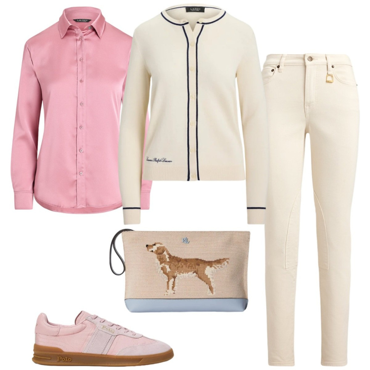 Outfit donna - Total look #2353986. Stile Sporty chic per Tutti i giorni. Abbinamento con jeans skinny, cardigans, camicie, sneakers, pochette.