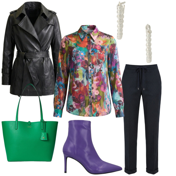 Outfit donna - Total look #2354015. Stile Glamour per Serata fuori. Abbinamento con stivaletti, camicie, giacche, pantaloni, orecchini, borse tote.