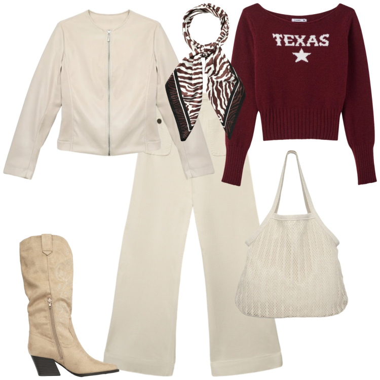 Outfit donna - Urban chic ogni giorno. Stile Urban per Tutti i giorni. Abbinamento con maglieria, jeans, giacche, stivali, shopping bag, foulard.