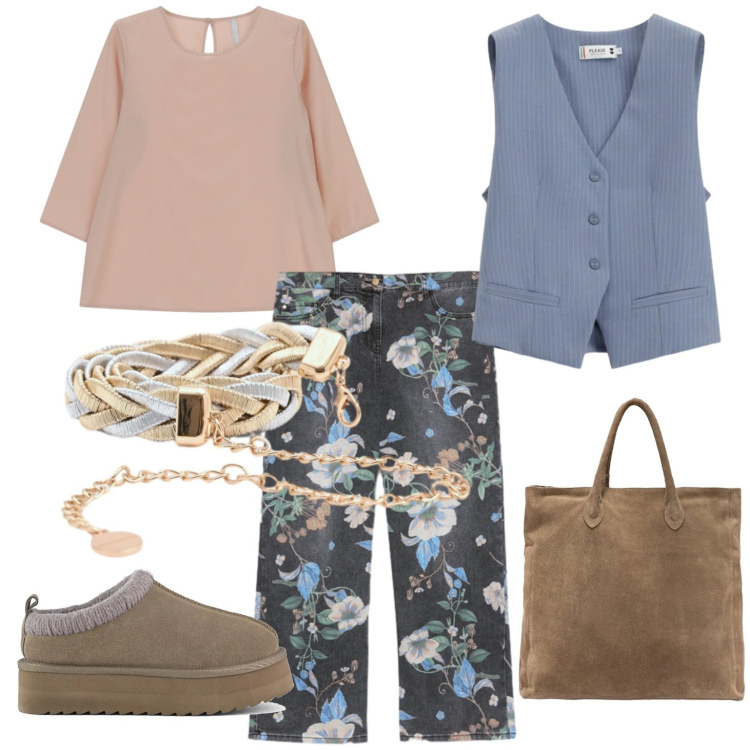 Outfit donna - Così io mi piaccio. Stile Casual per Tutti i giorni. Abbinamento con bluse, jeans, gilet, cinture, sabot, borse a mano.