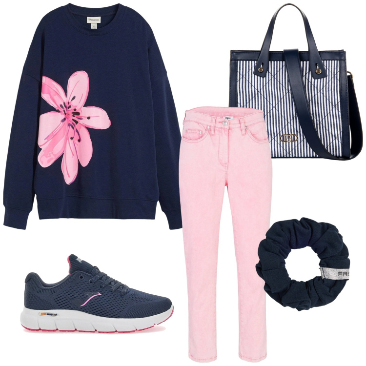 Outfit donna - Total look #2354108. Stile Basic per Sport. Abbinamento con felpe, pantaloni, accessori per capelli, shopping bag, sneakers.