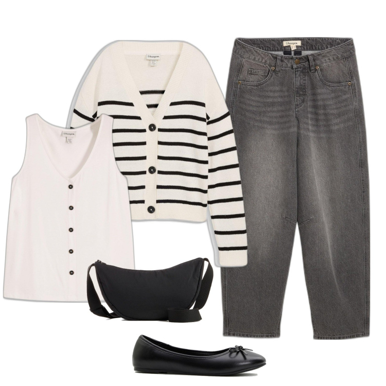 Outfit femme - Rayures. Style Basique pour Tous les jours. Assortir avec pulls, ballerines, hauts, jeans, sacs en bandoulière.