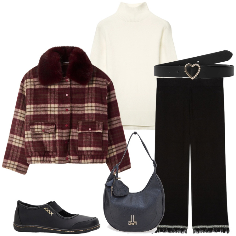 Outfit donna - Total look #2354155. Stile Casual chic per Tutti i giorni. Abbinamento con ballerine, blazer, cinture, maglieria, pantaloni, borse a spalla.