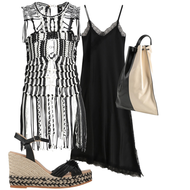 Outfit donna - Total look #2354239. Stile Chic per Serata fuori. Abbinamento con top, zaini, espadrillas, vestiti lunghi.