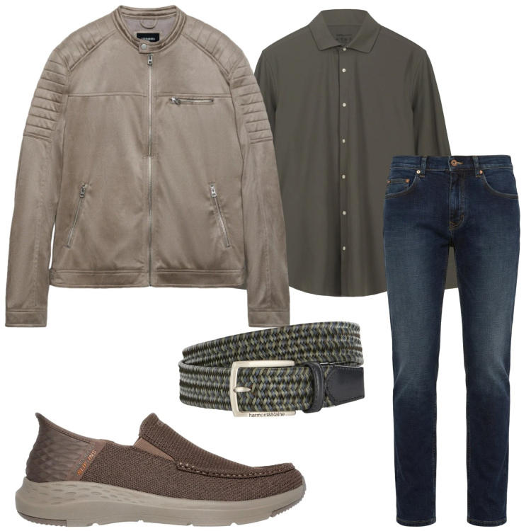 Outfit uomo - Total look #2354257. Stile Casual per Tutti i giorni. Abbinamento con jeans, cinture, giacche, sneakers, camicie.
