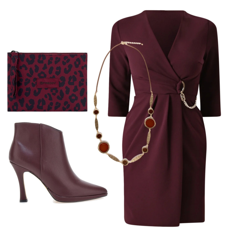Outfit donna - Total look #2354263. Stile Chic per Serata fuori. Abbinamento con collane, clutch, vestiti, stivaletti.