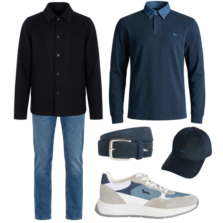 Outfit uomo - Elegantemente casual. Stile Urban per Tutti i giorni. Abbinamento con sneakers, cappotti, cinture, cappelli, jeans, polo.