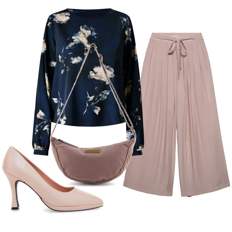 Outfit donna - Total look #2354294. Stile Romantica per Serata fuori. Abbinamento con pantaloni, bluse, décolleté, borse a tracolla.