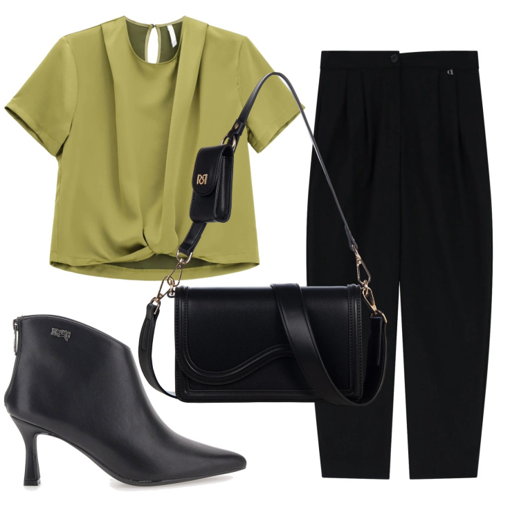 Outfit donna - Total look #2354317. Stile Basic per Serata fuori. Abbinamento con bluse, pantaloni, pochette, stivaletti.