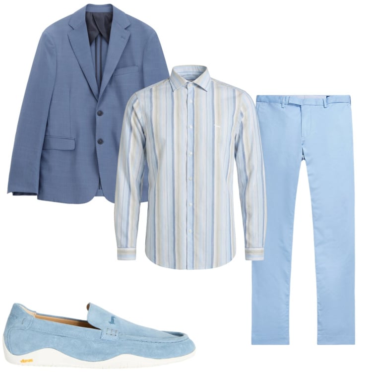Outfit uomo - Aperitivo di primavera. Stile Trendy per Tutti i giorni. Abbinamento con camicie, scarpe stringate, giacche, pantaloni.