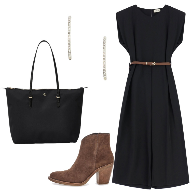 Outfit donna - Total look #2354342. Stile Casual per Tutti i giorni. Abbinamento con tute, borse tote, orecchini, stivaletti.