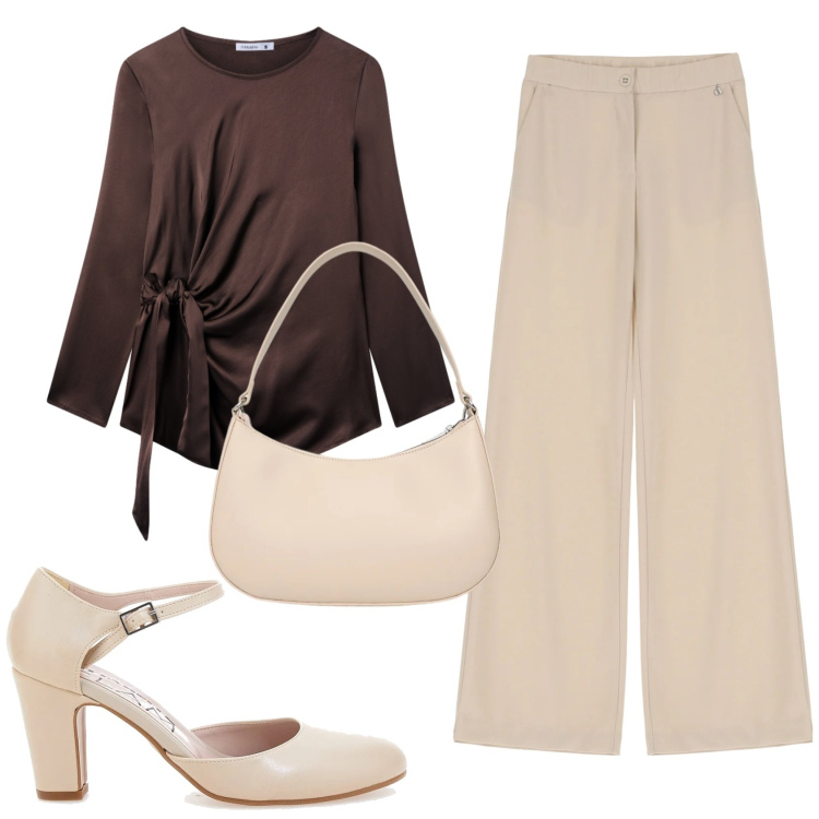 Outfit donna - Total look #2354369. Stile Chic per Serata fuori. Abbinamento con bluse, borse a tracolla, pantaloni, décolleté.