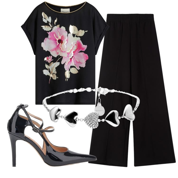 Outfit donna - Total look #2354384. Stile Chic per Serata fuori. Abbinamento con bluse, pantaloni, braccialetti, décolleté.