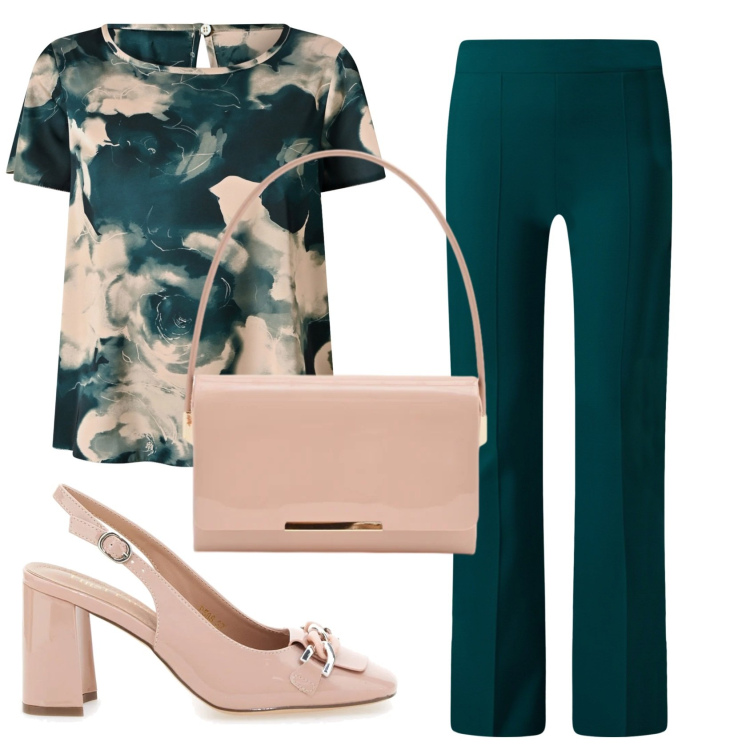 Outfit donna - Total look #2354389. Stile Basic per Ufficio. Abbinamento con pochette, pantaloni a palazzo, bluse, décolleté.