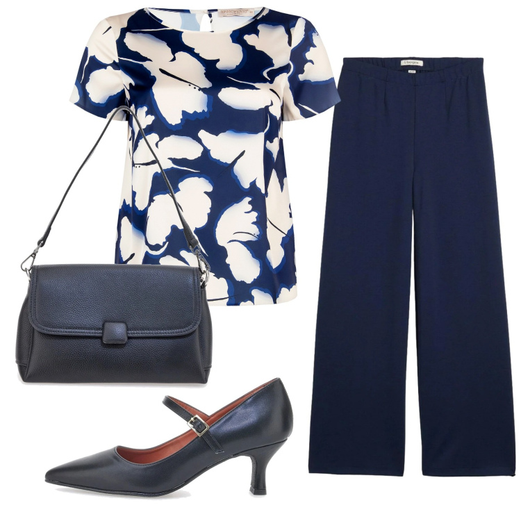 Outfit donna - Total look #2354392. Stile Bon Ton per Serata fuori. Abbinamento con pantaloni, bluse, décolleté, borse a spalla.