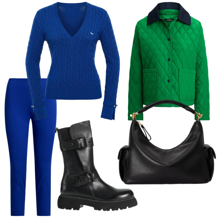 Outfit donna - Look. Stile Casual per Tutti i giorni. Abbinamento con stivaletti, pullovers, borse a spalla, pantaloni skinny, giacche.