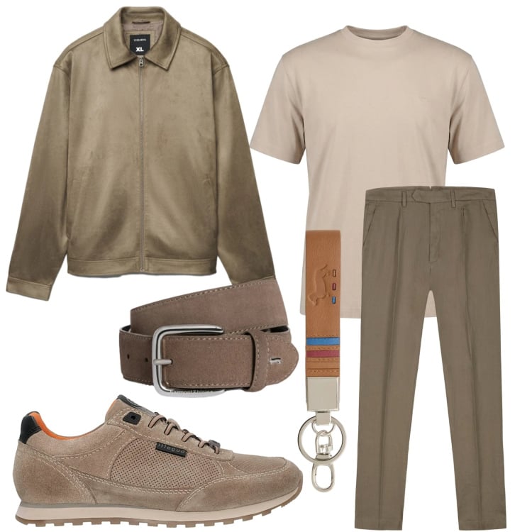 Outfit uomo - Total look #2354440. Stile Trendy per Tutti i giorni. Abbinamento con portachiavi, t-shirt, cinture, giacche, sneakers, pantaloni.