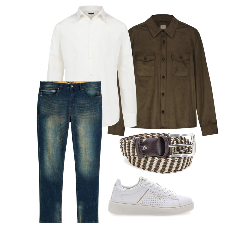 Outfit uomo - Marzo. Stile Trendy per Tutti i giorni. Abbinamento con jeans slim fit, camicie, giacche, sneakers, cinture.