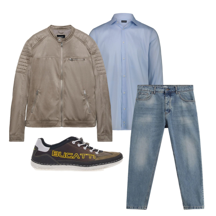 Outfit uomo - Marzo. Stile Casual per Tutti i giorni. Abbinamento con jeans, giacche, scarpe stringate, camicie.