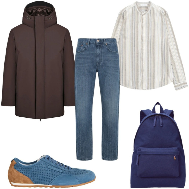 Outfit uomo - Total look #2354529. Stile Trendy per Tutti i giorni. Abbinamento con sneakers, jeans, camicie, giacche, borse sportive.