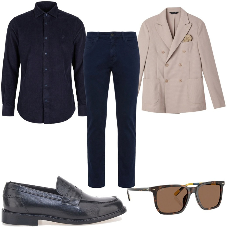 Outfit uomo - Total look #2354534. Stile Business/Elegante per Tutti i giorni. Abbinamento con camicie, pantaloni, giacche, occhiali da sole, scarpe stringate.