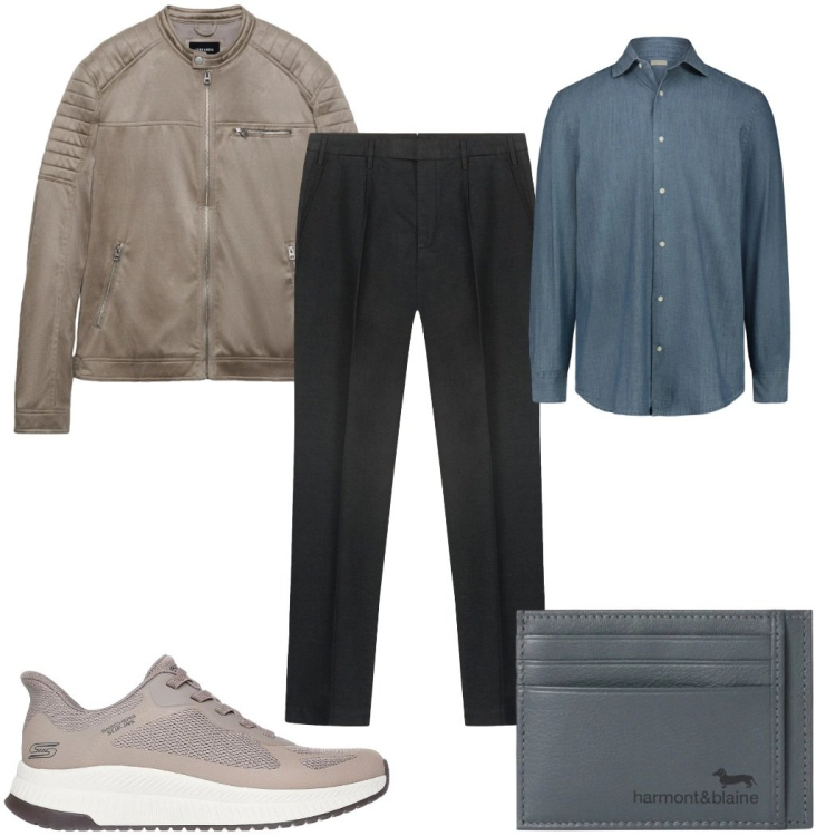Outfit uomo - Total look #2354538. Stile Casual per Tutti i giorni. Abbinamento con portafogli, giacche, camicie, sneakers, pantaloni.