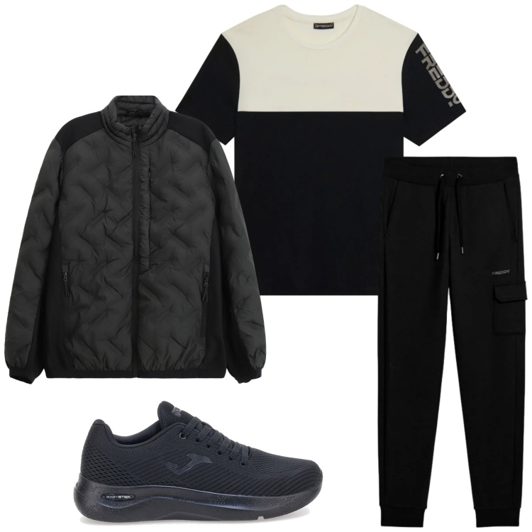 Outfit uomo - Total look #2354606. Stile Casual per Sport. Abbinamento con giacche, t-shirt, pantaloni cargo, sneakers.