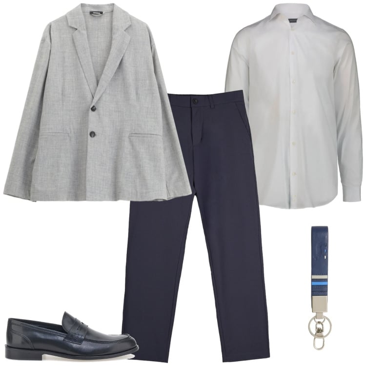 Outfit uomo - This is me. Stile Trendy per Tutti i giorni. Abbinamento con portachiavi, giacche, pantaloni chino, scarpe stringate, camicie.