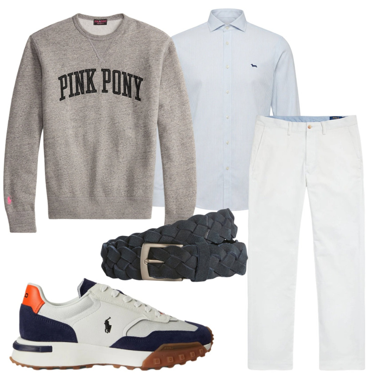 Outfit uomo - Total look #2354679. Stile Casual per Tutti i giorni. Abbinamento con camicie, cinture, pantaloni, felpe, sneakers.