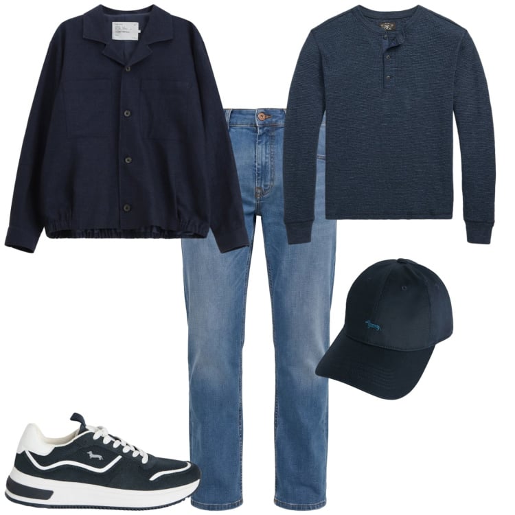 Outfit uomo - Casual ogni giorno. Stile Casual per Tutti i giorni. Abbinamento con jeans, cappelli, sneakers, cappotti, t-shirt.
