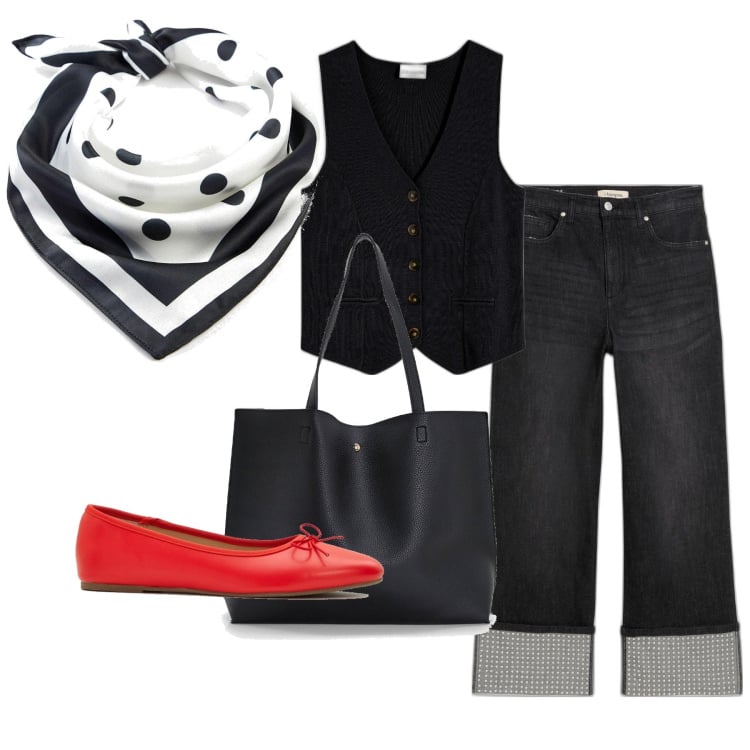 Outfit femme - Sans manches. Style Tendance pour Bureau. Assortir avec jean coupe droite, pulls, ballerines, foulards, sacs tote.