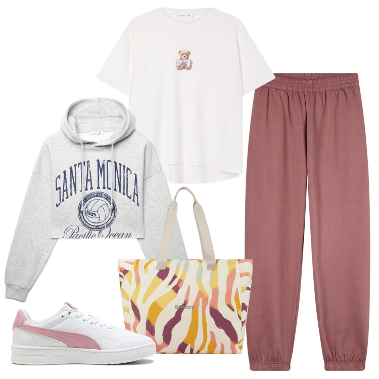 Outfit donna - Total look #2354751. Stile Basic per Sport. Abbinamento con felpe, t-shirt, pantaloni, shopping bag, sneakers.