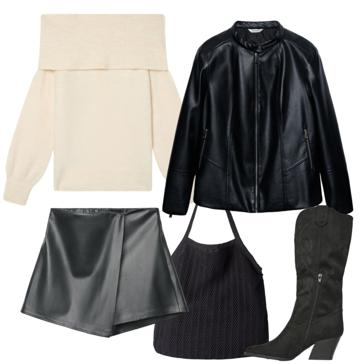 Outfit donna - Total look #2354764. Stile Casual chic per Ufficio. Abbinamento con shopping bag, maglieria, giacche, gonne, stivali.