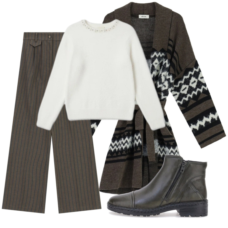 Outfit donna - Total look #2354786. Stile Basic per Tutti i giorni. Abbinamento con pantaloni, cappotti, maglieria, stivaletti.