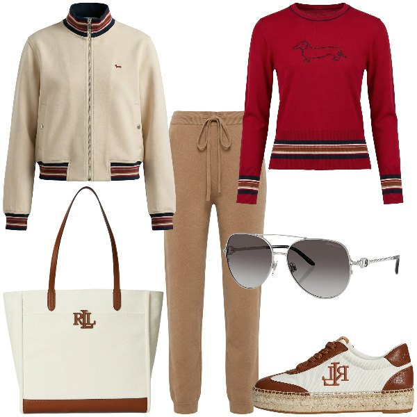 Outfit donna - Total look #2354788. Stile Casual chic per Tutti i giorni. Abbinamento con maglieria, felpe, pantaloni, borse tote, occhiali da sole, sneakers.
