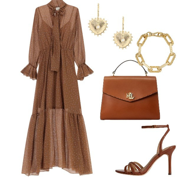 Outfit donna - Total look #2354829. Abbinamento con vestiti lunghi, borse a mano, braccialetti, orecchini, sandali in pelle.