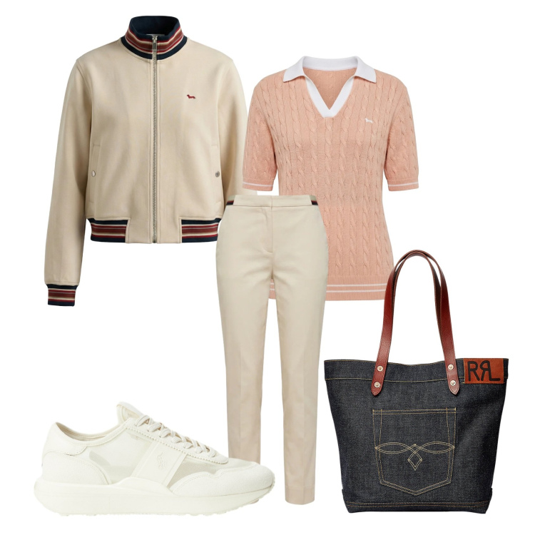 Outfit donna - Harmont & blaine. Stile Sporty chic per Ufficio. Abbinamento con polo, pantaloni chino, felpe, borse tote, sneakers.