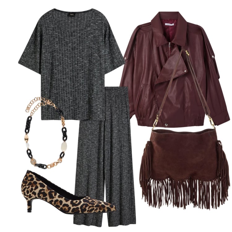 Outfit donna - Marzo. Stile Trendy per Tutti i giorni. Abbinamento con décolleté, tute, borse a tracolla, giacche, collane.