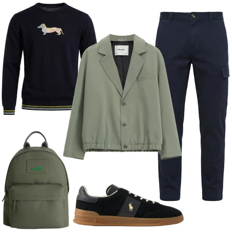 Outfit uomo - Massimo: il maestro.. Stile Casual per Tutti i giorni. Abbinamento con pantaloni cargo, borse sportive, pullovers, giacche, sneakers.
