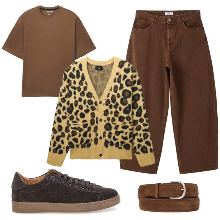 Outfit uomo - Mattia: l\'eccentrico.. Stile Urban per Tutti i giorni. Abbinamento con cardigans, t-shirt, jeans dritti, cinture, sneakers.