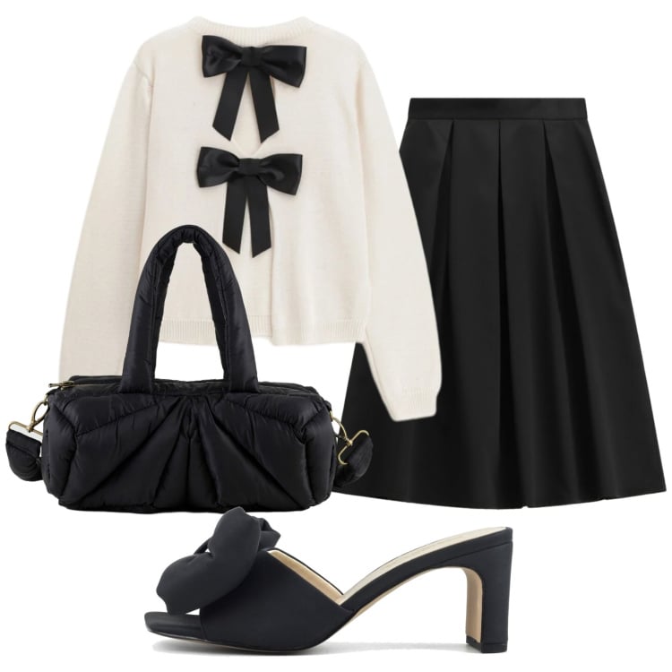 Outfit donna - Total look #2354922. Stile Romantica per Serata fuori. Abbinamento con gonne longuette, maglieria, borse a mano, sandali col tacco.