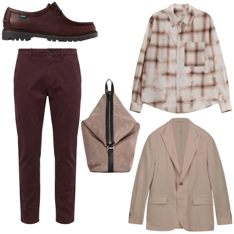 Outfit uomo - Fabrizio: ufficio in rosa.. Stile Casual per Tutti i giorni. Abbinamento con borse sportive, pantaloni chino, camicie, scarpe stringate, giacche.