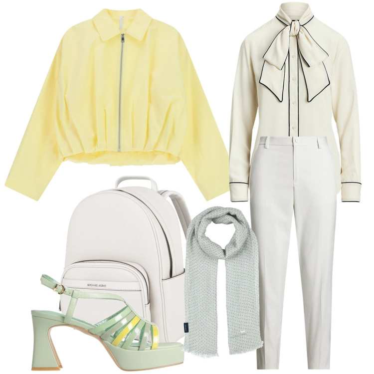 Outfit donna - Sandali pastello. Stile Glamour per Tutti i giorni. Abbinamento con zaini, sandali in pelle, sciarpe, bomber, camicie, pantaloni.