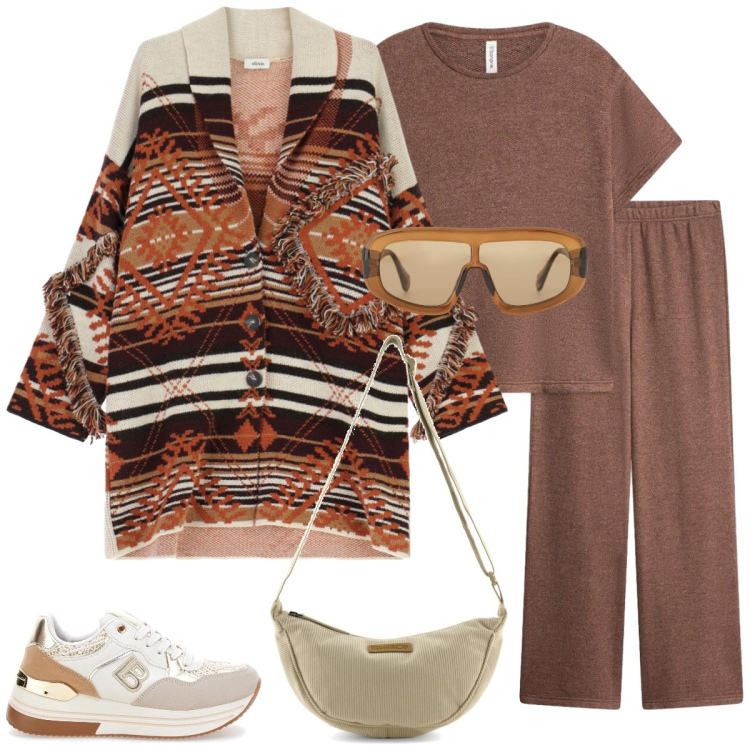 Outfit donna - Al parco. Stile Sporty chic per Tutti i giorni. Abbinamento con tute, occhiali da sole, cappotti, borse a tracolla, sneakers.