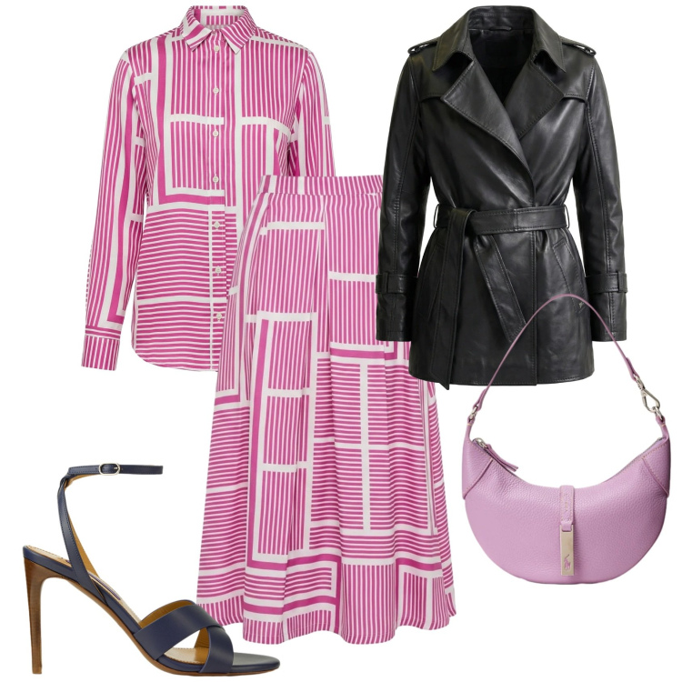 Outfit donna - Mediterranean glow- Harmont & Blain. Stile Chic per Tutti i giorni. Abbinamento con giacche, camicie, gonne, borse a spalla, sandali col tacco.