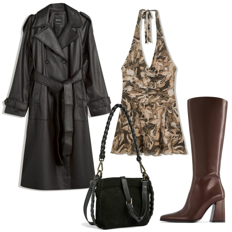 Outfit mujer - Chic #2025. Estilo Chic para Todos los días. Combinación con vestidos cortos, bandoleras, trench, botas.